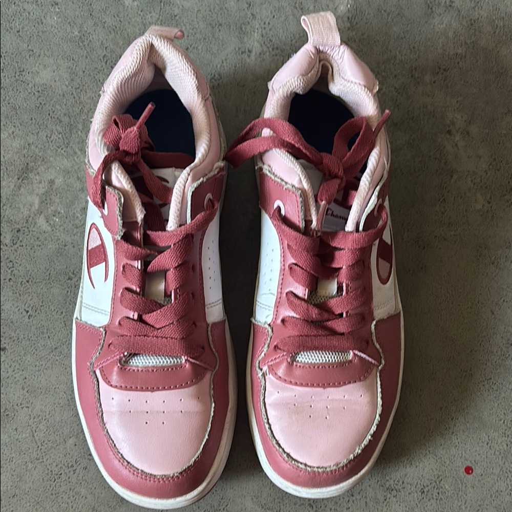 Champion Pink and White Retro High-Top Sneakers